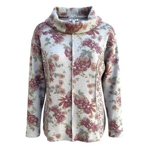 One World light floral cowl neck sweater Tunic Size XL